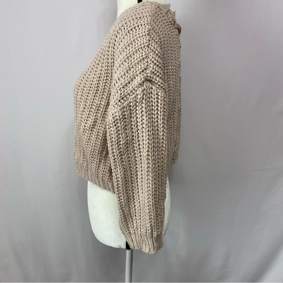 Witty Fox Young Contemporary Taupe Chunky Knit Cropped Sweater Size M #0702 - Picture 2 of 9